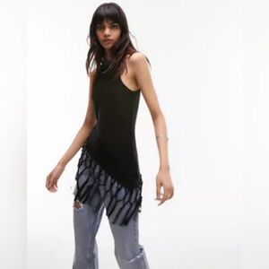 Topshop Macrame Fringe Tank Top NWOT